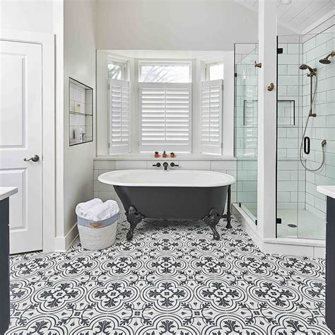 Brixton Patterned Black And White Floor Tiles 45x45 Cm ...