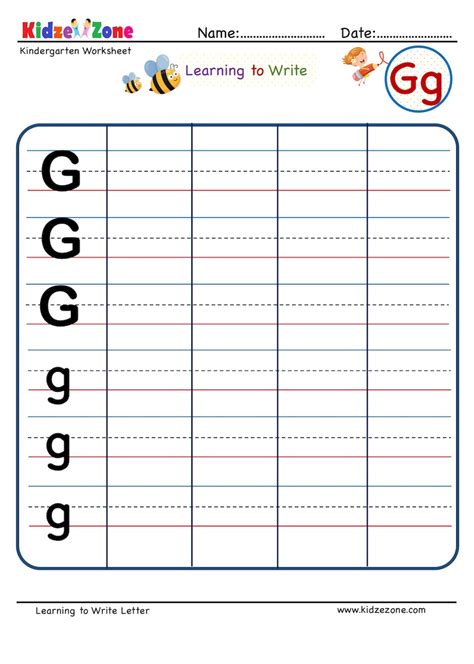 Activity Sheets For Kindergarten Letter G