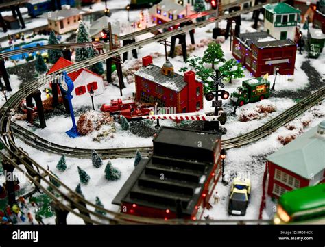 Christmas village train set Stock Photo - Alamy