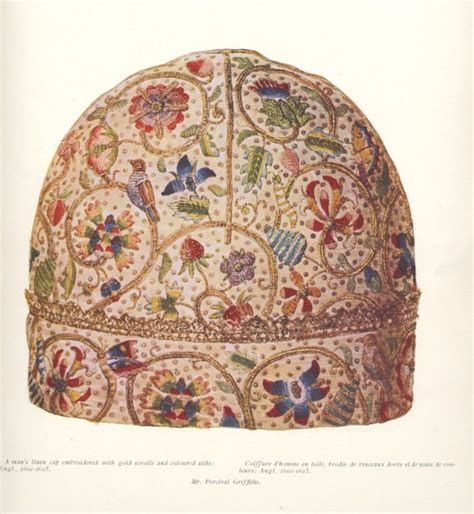 Polychrome nightcap | Medieval embroidery, Renaissance embroidery ...