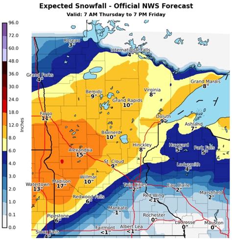 Snow Accumulation Map Minnesota - Snow