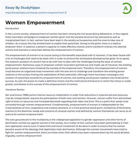 Women Empowerment Essay Example | StudyHippo.com