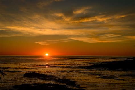 Sunset over the Pacific Ocean in Uclulet, British Columbia