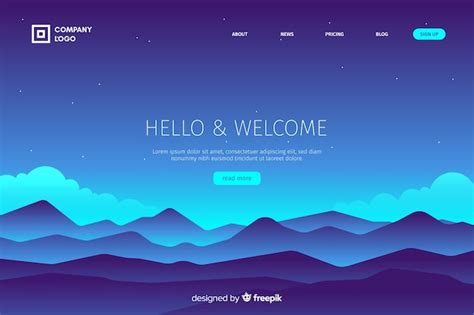 Free Vector | Welcome landing page template with landscape