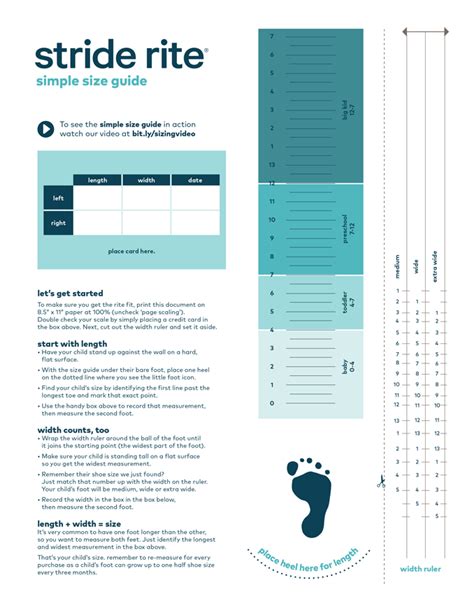 Stride Rite Printable Size Chart - Printable Word Searches