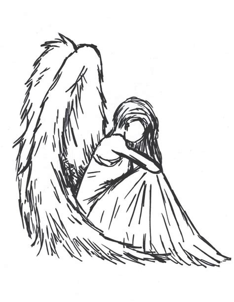 Sad Angel Sketch at PaintingValley.com | Explore collection of Sad ...