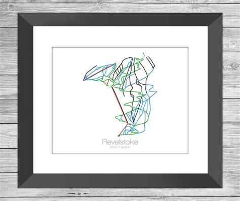 Revelstoke Ski Map Trail Map British Columbia Canada Modern Wall Art ...