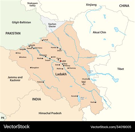 Map indian union territory ladakh Royalty Free Vector Image