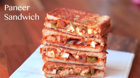 Paneer sandwich recipe - chilli paneer sandwich recipe - breakfast ...