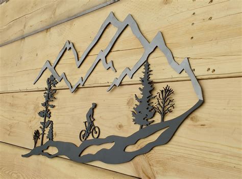 Metal Wall Art Mountain Bike Trees Mountain Bike MTB