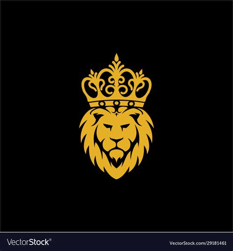 Lion king with crown logo Royalty Free Vector Image