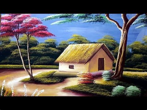 Village senary painting step by step || easy painting for beginners ...