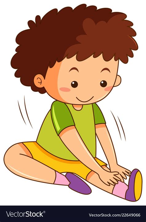 A boy stretching exercises Royalty Free Vector Image