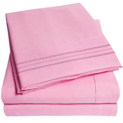 1800 Series 4 Piece Deep Pocket Bedroom Bed Sheet Set Twin XL - Pink ...