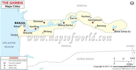 Gambia Cities Map, Major Cities in Gambia