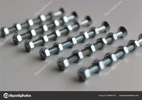 Hex Nuts Threaded Hex Bolts Angle View Soft Focus Stock Stock Photo by ...