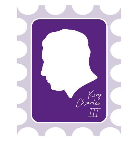 British monarch. Postage stamp with silhouette of King Charles III ...