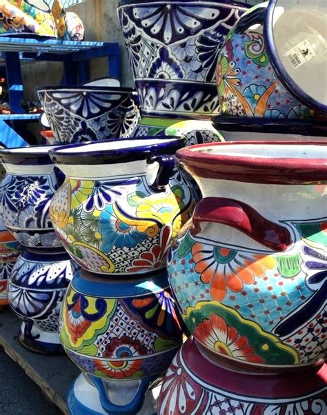 Colorful talavera style pottery - Sloat Garden Center