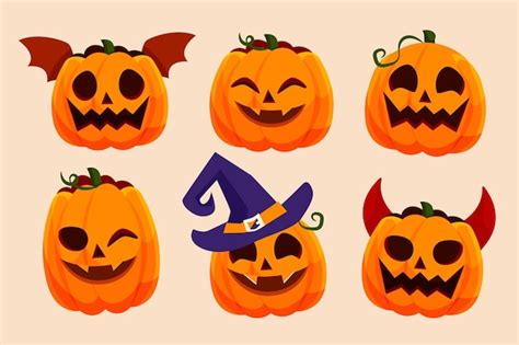 Free Vector | Flat halloween pumpkins collection