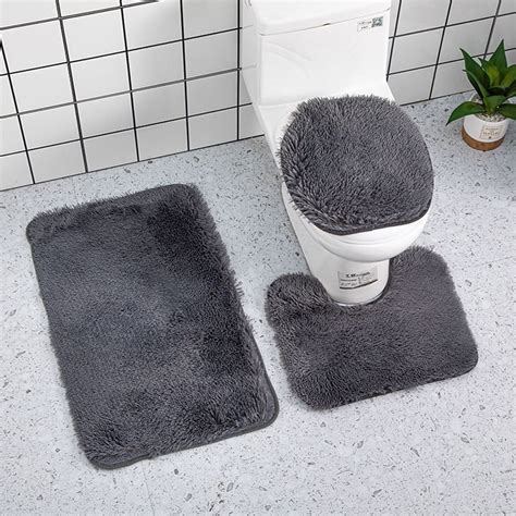 WSBDENLK 3 Piece Non-Slip Bath Rugs Set, Bathroom Decor, Toilet Carpet ...