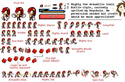 Mighty The Armadillo Sprite Sheet