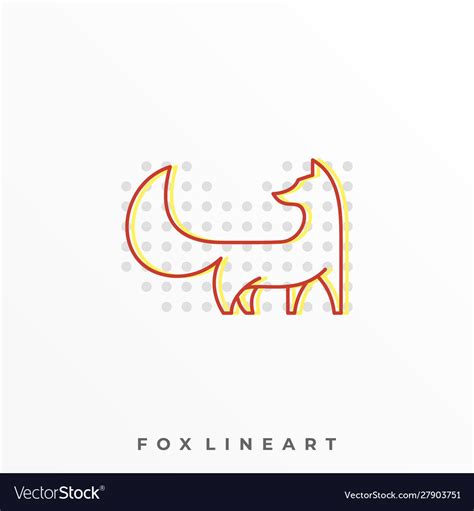 Fox line art template Royalty Free Vector Image