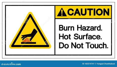 Caution Burn Hazard Hot Surface Do Not Touch Symbol Sign, Vector ...