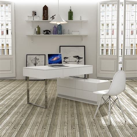 Contemporary White Home Office Desk - img-Baback