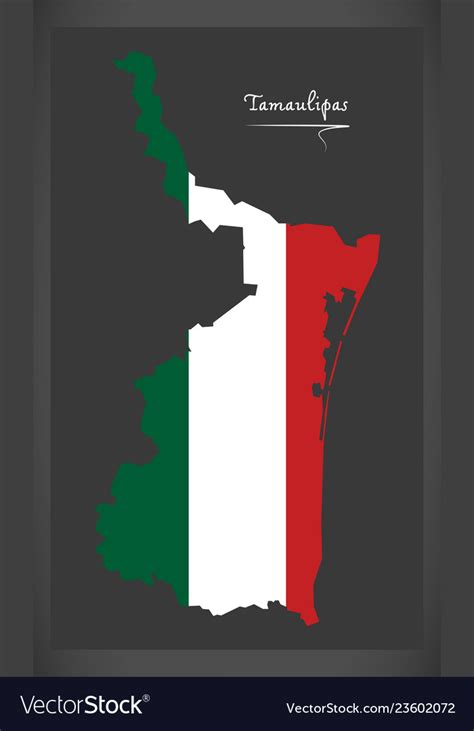 Tamaulipas map with mexican national flag Vector Image