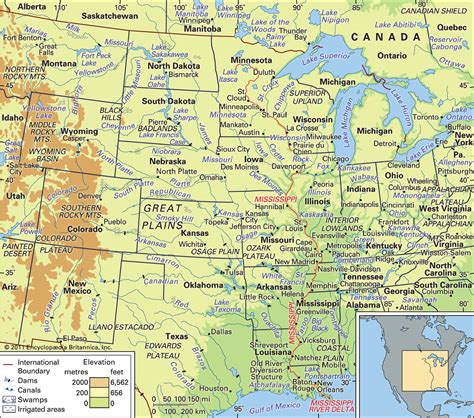 Map Of States East Of The Mississippi River - Topographic Map World