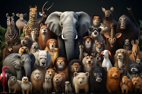 A large group of animals world animal day celebration | Premium AI ...