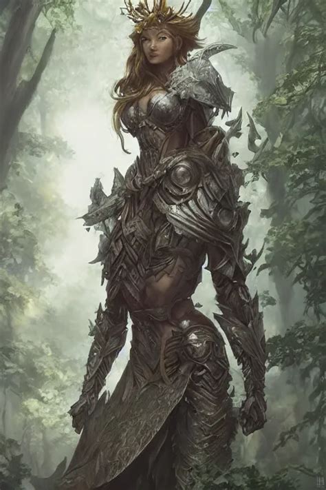 dryad in armor in the forest, d & d, fantasy, | Stable Diffusion