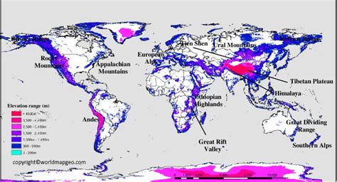 Mountain Ranges Map World Labeled [Rocky Mountain Range Map]