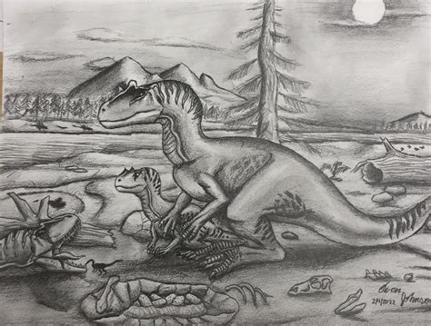 Drawing of an Allosaurus Nest I made : r/Dinosaurs