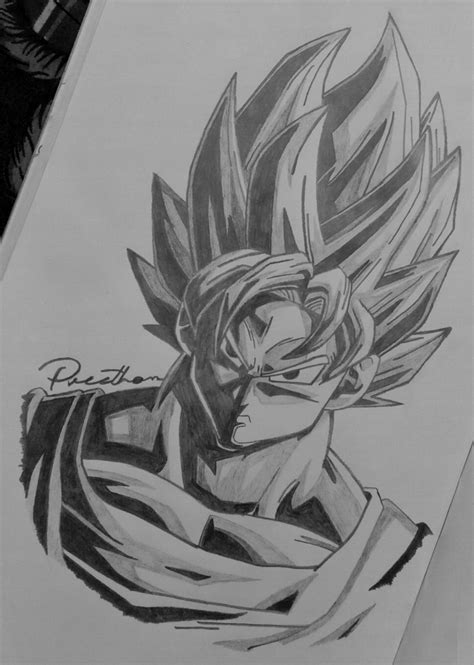 here's my pencil sketch drawing of goku :) : r/dbz