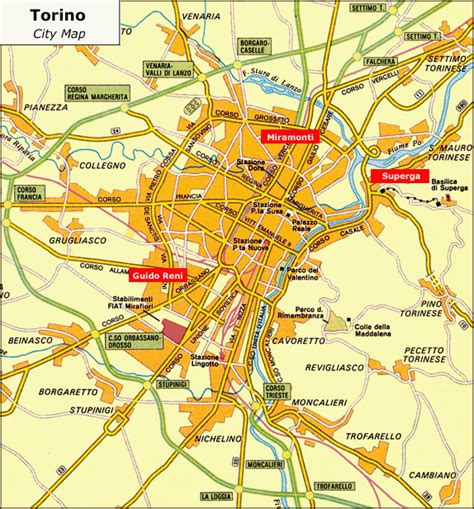 CITY MAP OF TORINO (TURIN), PIEDMONT, ITALY