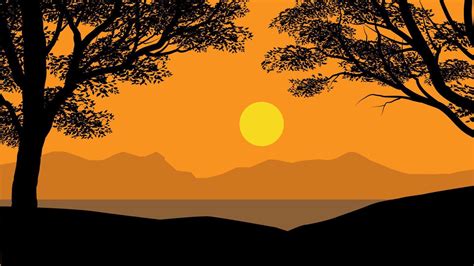 Forest Sunset with Tree Silhouette 3642076 Vector Art at Vecteezy