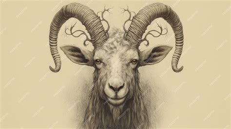 Premium AI Image | A drawing of a goat with horns and a head