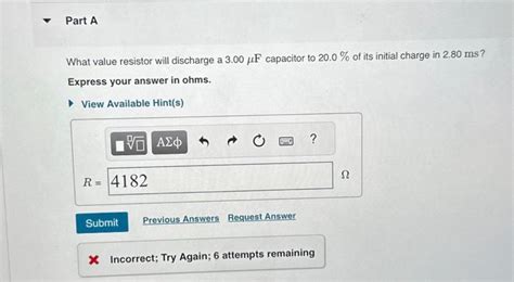 Solved What value resistor will discharge a 3.00μF capacitor | Chegg.com