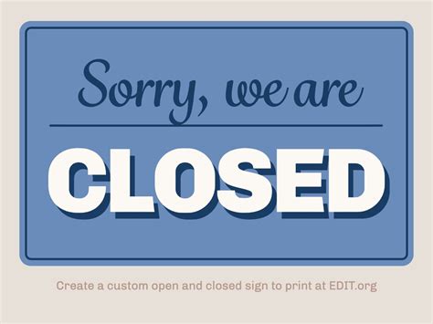 Closed Sign Template