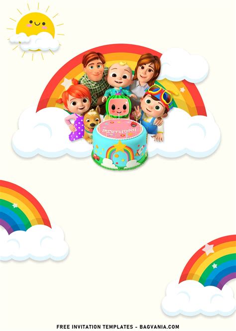 7+ Rainbow Baby Cocomelon Birthday Invitation Templates | Baby birthday ...