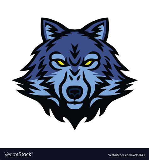 Angry wolf head logo sports mascot design Vector Image