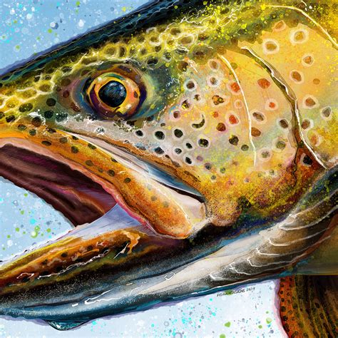 Mountain Streams Brown Trout Head Painting Giclee Prints - Etsy