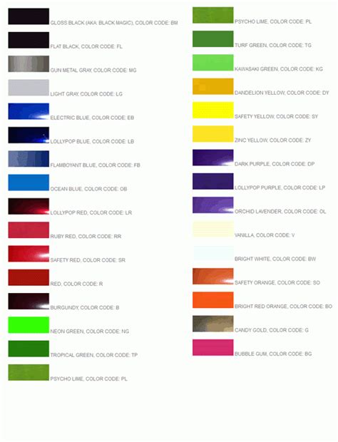 Suzuki Car Paint Color Codes