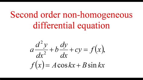 Second order non-homogeneous differential equation - YouTube