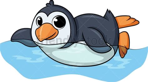 Penguin Swimming Cartoon Clipart Vector - FriendlyStock