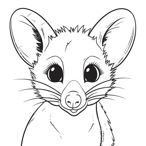 Cute Baby Possum Face Coloring Pages Outline Sketch Drawing Vector ...