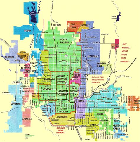 New Map of the Valley of the Sun Fort Mcdowell, Tolleson, West East ...