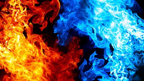 Blue And Red Fire 4K wallpaper