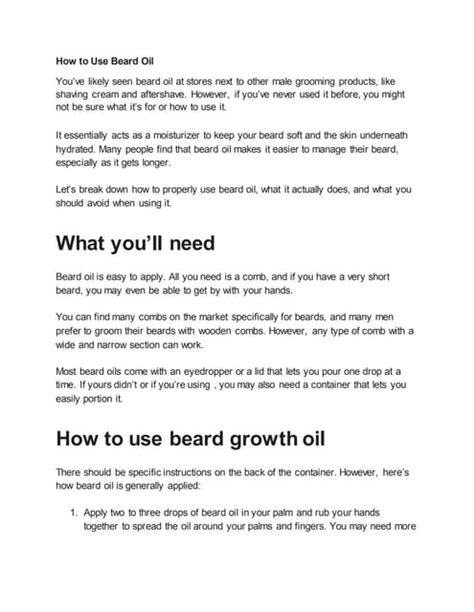 How to use beard oil | PDF